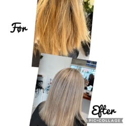 før og efter balayage sølv