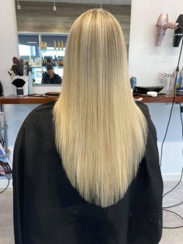 balayage af blonde hår