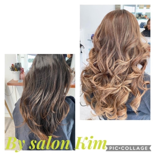 balayage af blond og brunt hår